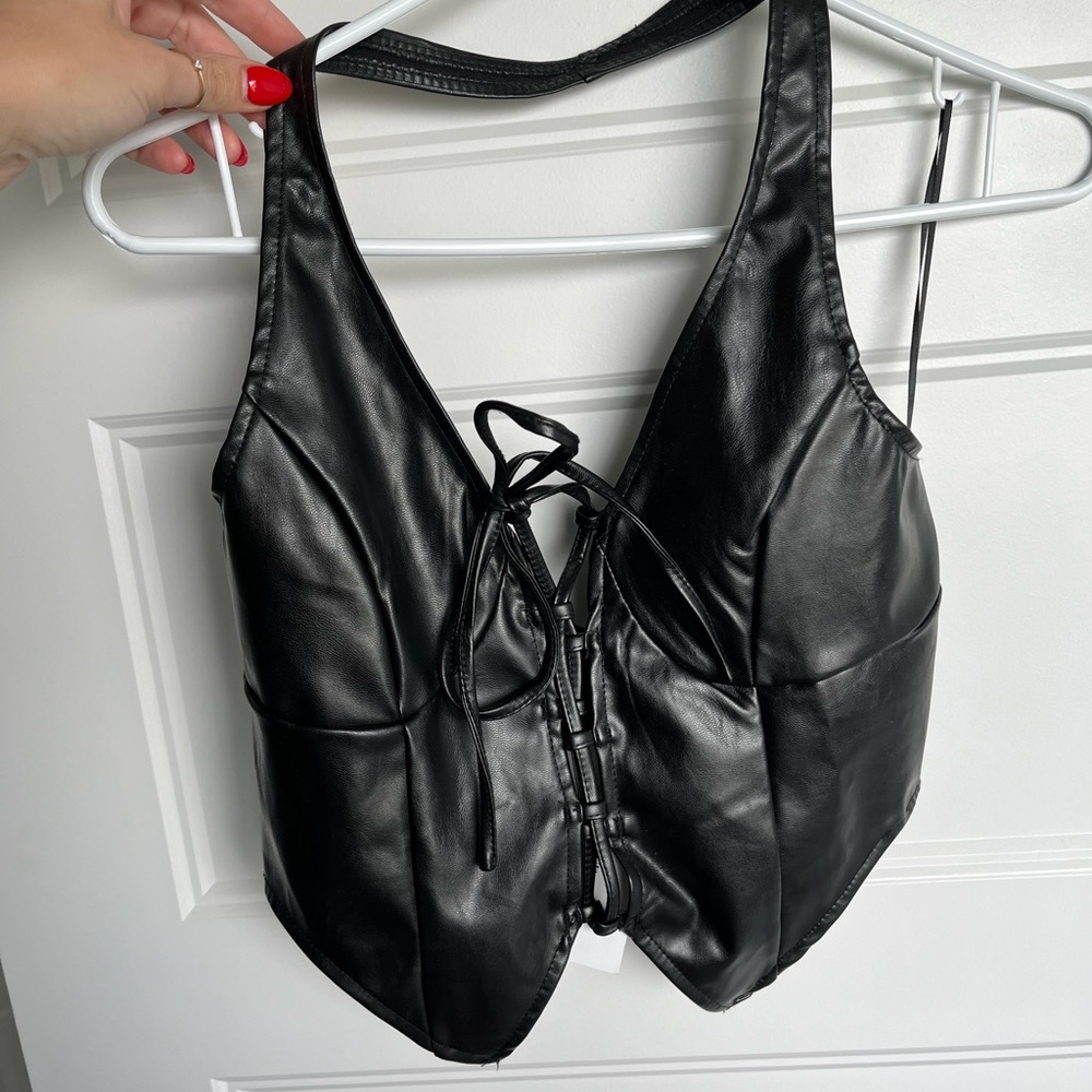 Trendy and Tipsy black vegan leather vest